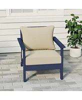 WestinTrends Outdoor Modern Hdpe Patio Navy Blue Club Chair with Deep Seat Cushions