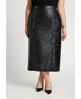 Eloquii Plus Size Faux Patent Leather Skirt With Zipper Detail