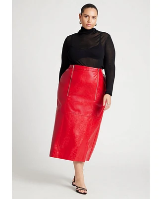 Eloquii Plus Patent Leather Skirt With Zipper Detail