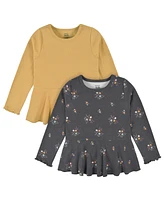 Gerber Toddler Girls Mustard & Plum Floral Peplum Tops