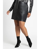 Eloquii Women's Faux Leather Mini Skirt With Zipper