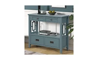 Slickblue "36'' Farmhouse Pine Wood Console Table: Entry Sofa Table with 4 Drawers & Storage Shelf - Blue