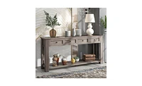 Slickblue Console Table/Sofa Table with Storage Drawers and Bottom Shelf for Entryway Hallway
