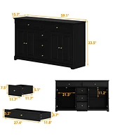 Homsee Gray Wooden Accent Storage Cabinet with Multi-Function