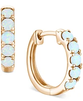 Opal Five Stone Small Hoop Earrings (1/2 ct. t.w.) in 10k Gold, 0.5"