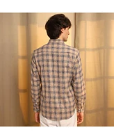 Campus Sutra Men's Saltbox Beige Heathered-Buffalo Check Shirt