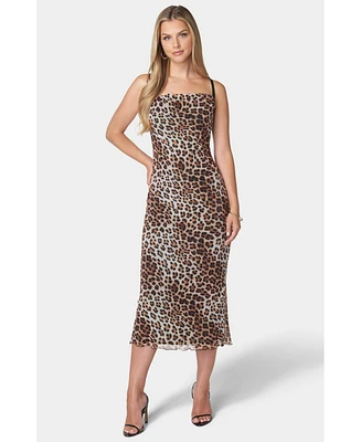 Bebe Women's Printed PowerMesh Cowl Maxi Dress