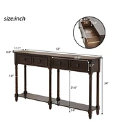 Slickblue Console Table Sofa Easy Assembly with Two Storage Drawers and Bottom Shelf for Living Room, Entryway
