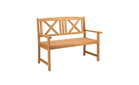 Slickblue Outdoor Fir Wood Garden Bench – X-Back Design in Burlywood Finish