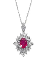 Sapphire (1 ct. t.w.) and Diamond (1/5 Pendant Necklace 14k White Gold (Also Available Ruby)