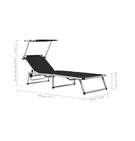 vidaXL Folding Sun Lounger with Roof Aluminum and Textilene