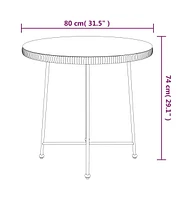 vidaXL Dining Table 31.5" Tempered Glass and Steel