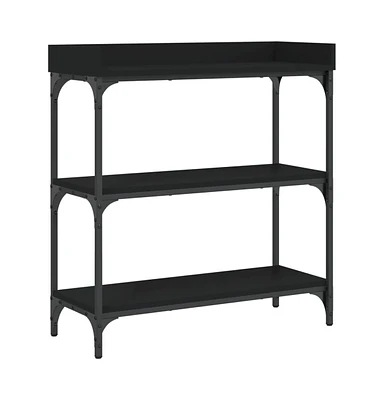 vidaXL Console Table with Shelves Black 29.5"x11.8"x31.5"