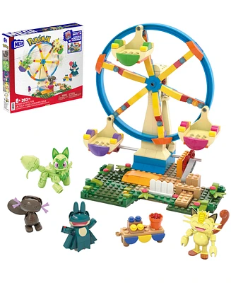 Pokemon Mega Ferris Wheel Fun Building Toy Kit with 4 Action Figures, 393 Pieces