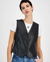 Hugo Women's Faux-Leather Button Vest