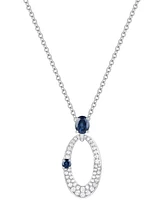 Sapphire (1/2 ct. t.w.) & Diamond (1/3 ct. t.w.) Oval 18" Pendant Necklace in 14k White Gold