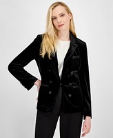 Tahari Asl Women's Velvet Faux Double-Breasted Jacket