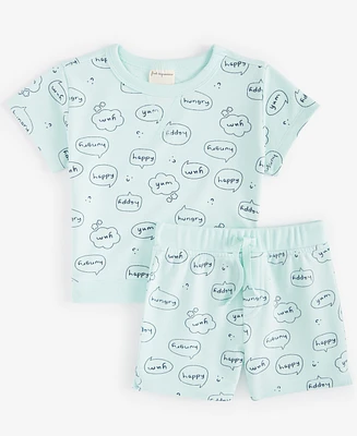 First Impressions Baby Word Bubbles French Terry T-Shirt & Shorts, 2 Piece Set, Created for Macy's