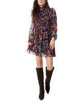 Sam Edelman Women's Ava High-Neck Floral-Print Dress - Navy