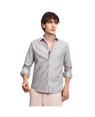 Men's Cloud Grey Mesh-Textured Shirt