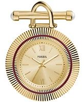 Fossil Women's Scarlette Three-Hand Gold-Tone Stainless Steel Watch Brooch, 35mm