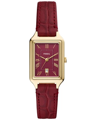 Fossil Women's Raquel Three-Hand Date Red Croco Leather Watch, 23mm