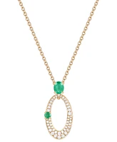 Sapphire (1/2 ct. t.w.) & Diamond (1/3 Oval 18" Pendant Necklace 14k White Gold (Also Available Ruby Emerald)
