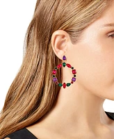 Guess Multicolor Crystal & Stone Circle Statement Earrings