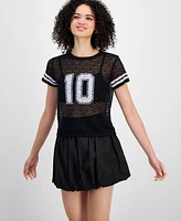 Madden Girl Juniors' Varsity Lace Short-Sleeve T-Shirt