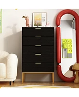 Homsee 5-Drawer White Wood Storage Cabinet Organizer W/Metal Leg