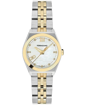 Ferragamo Women's Swiss Vega Diamond Accent Two-Tone Stainless Steel Bracelet Watch 28mm