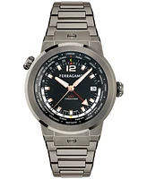 Ferragamo Men's Swiss F-80 Gmt Worldtime Gunmetal Ion Plated Stainless Steel Bracelet Watch 43mm