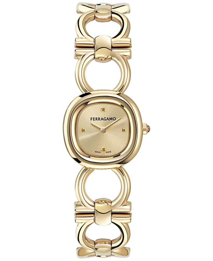 Ferragamo Women's Double Gancini Gold Ion Plated Stainless Steel Link Bracelet Watch 25mm