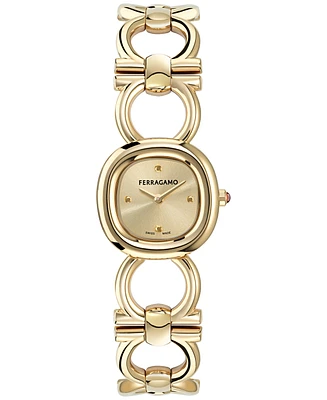 Ferragamo Women's Double Gancini Gold Ion Plated Stainless Steel Link Bracelet Watch 25mm