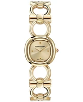 Ferragamo Women's Double Gancini Gold Ion Plated Stainless Steel Link Bracelet Watch 25mm