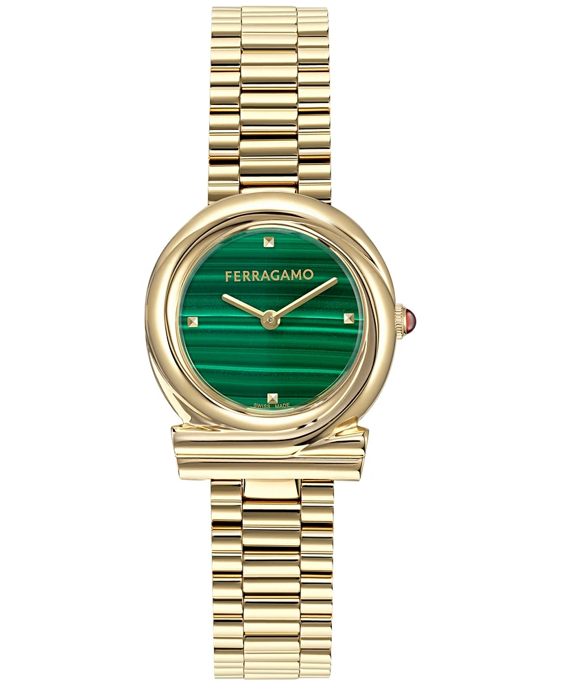 Ferragamo Women's Gancini Twisted Gold Ion Plated Stainless Bracelet Watch 28mm