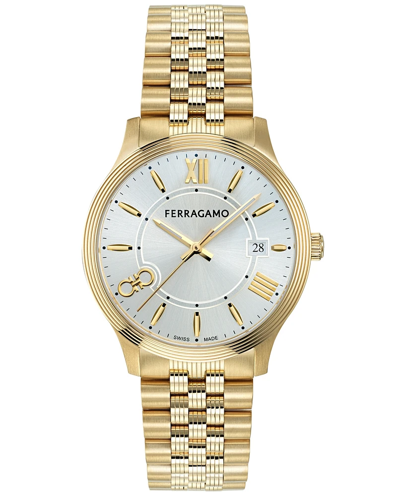 Ferragamo Women's Swiss Duo Gold Ion Plated Stainless Steel Bracelet Watch 40mm