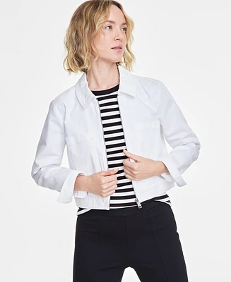 On 34th Women's Denim Cropped Chore Jacket, Exclusively at Macy's