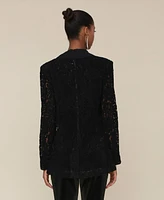 Avec Les Filles Women's Lace Long-Sleeve Tuxedo Jacket