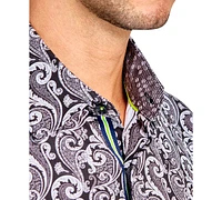 Society of Threads Men's Regular-Fit Non-Iron Performance Stretch Paisley Print Button-Down Shirt