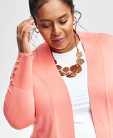 Jm Collection Plus Open-Front Long-Sleeve Cardigan, Created for Macy's