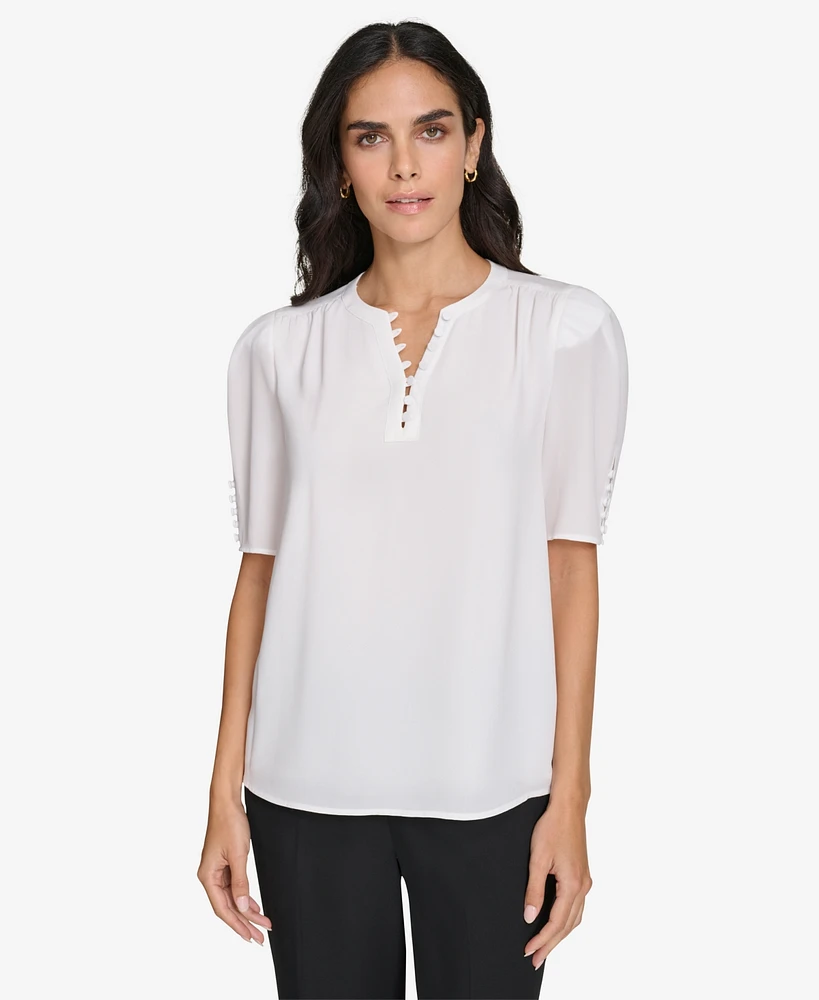 Calvin Klein Women's Button Sleeve Blouse