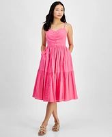 On 34th Women's Cotton Clip-Dot Sleeveless Midi Dress, Created for Macy's