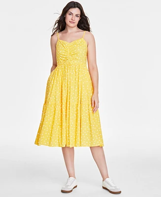 On 34th Women's Cotton Clip-Dot Sleeveless Midi Dress, Created for Macy's