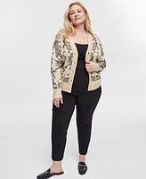 Jm Collection Plus Print Metallic-Threaded Cardigan, Exclusively at Macy's