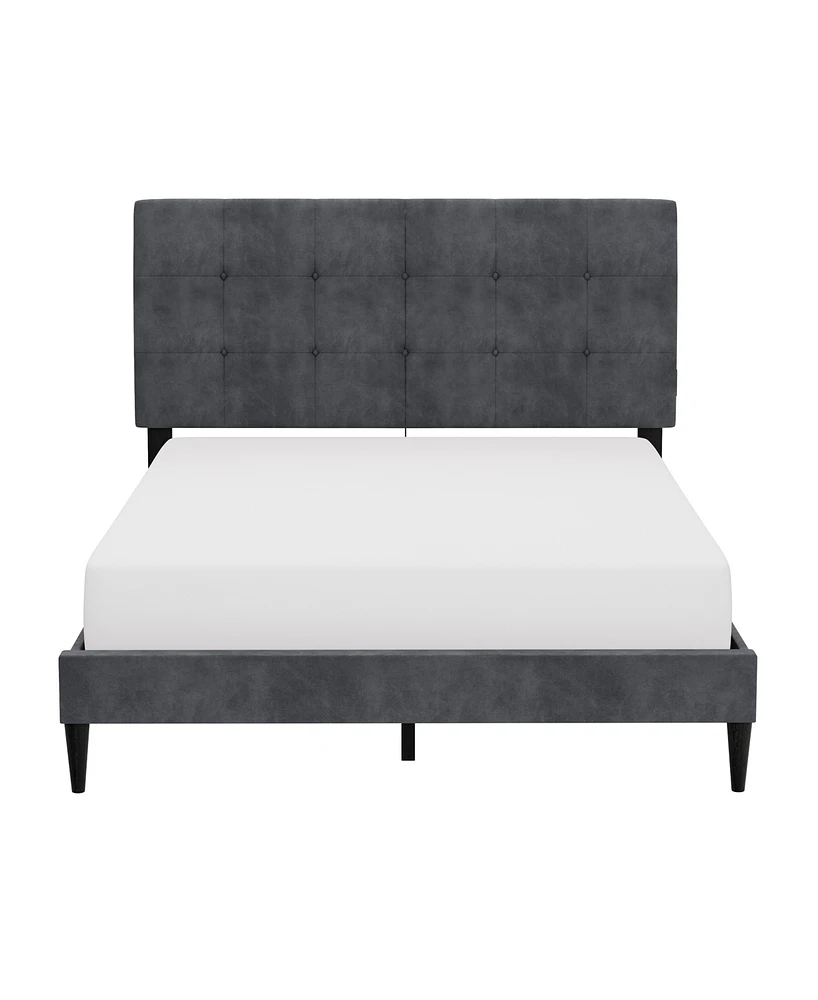 Hillsdale 45" Wood Blakely Button Tufted Upholstered Platform Queen Bed