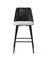 Maison Boucle 27 Inch Rattan Boucle Counter Stool Set Of 3-Maison Boucle