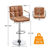 Yaheetech 2PCS Pu Leather Swivel Stools Adjustable Kitchen Chairs