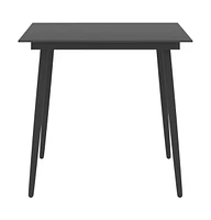 vidaXL Patio Dining Table Black 31.5"x31.5"x29.1" Steel and Glass