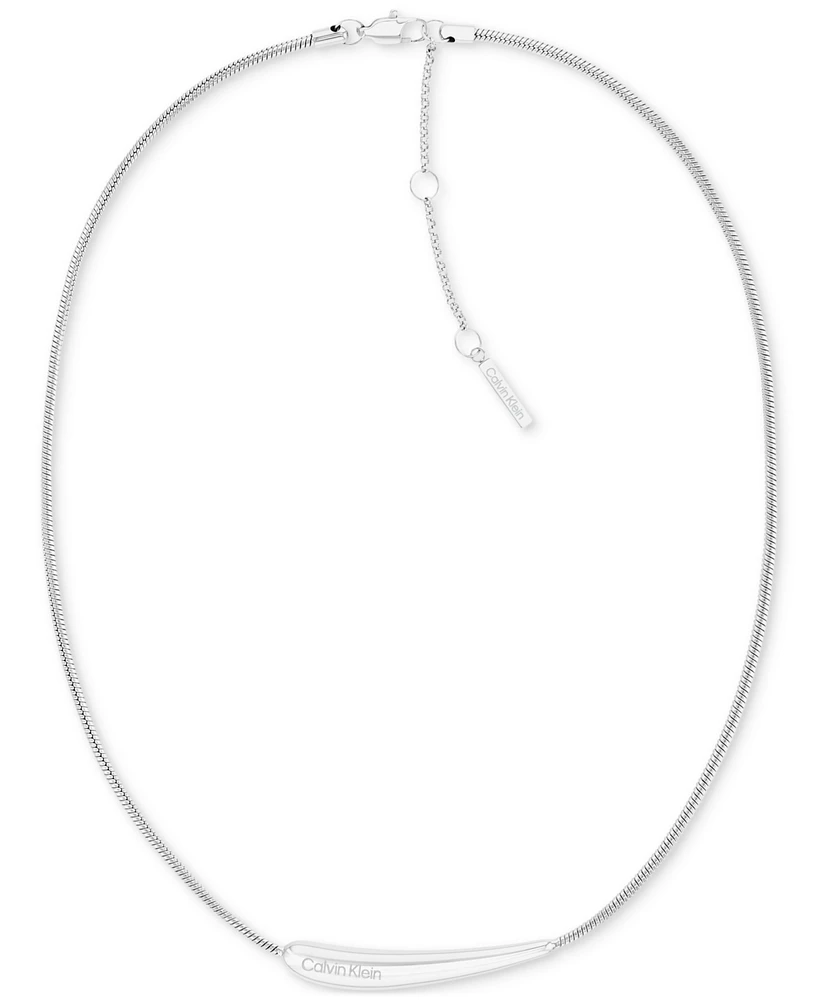 Calvin Klein Stainless Steel Elongated Raindrop Collar Necklace, 16" + 2" extender